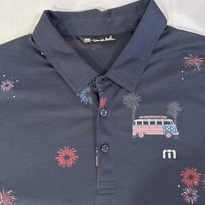 Travis Mathew's Golf Polo Shirt‎ Fireworks Display Polo ~ Blue Nights Men's XL